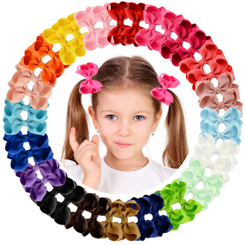 Wholesale 40pcs Mini Hair Clips Bow Boutique Custom Logo Grosgrain Solid Color Ribbon Hair Clips For Baby Girls Kids Toddlers