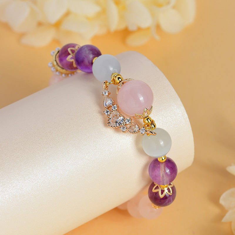 Twelve constellations Cancer crystal bracelet natural rose quartz amethyst aquamarine original new hot-selling bracelet