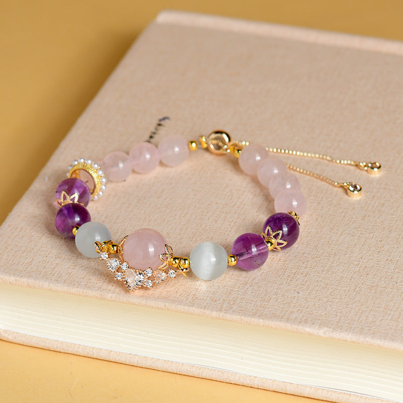 Twelve constellations Cancer crystal bracelet natural rose quartz amethyst aquamarine original new hot-selling bracelet