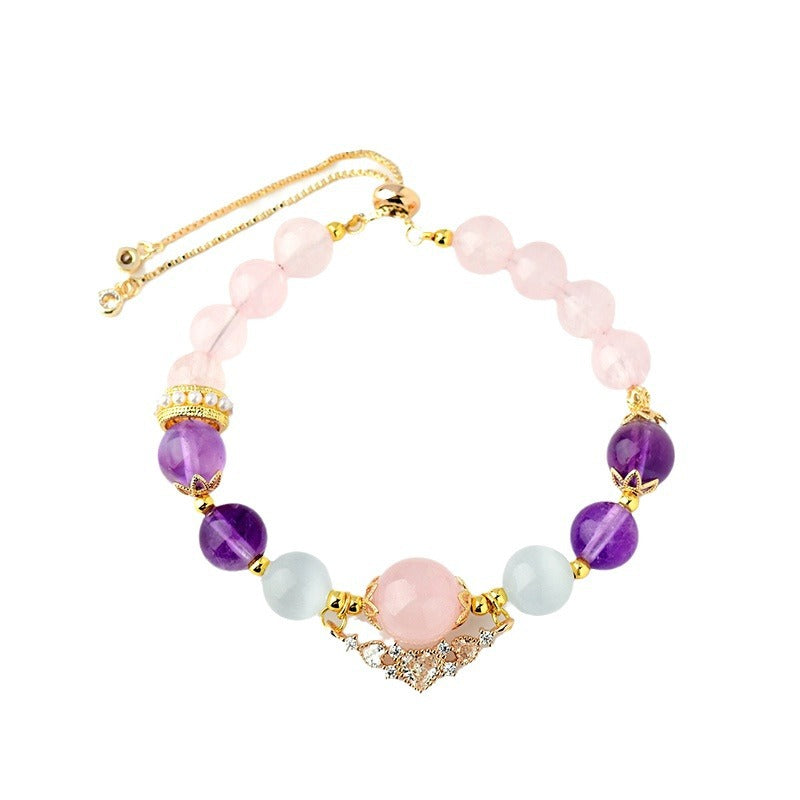 Twelve constellations Cancer crystal bracelet natural rose quartz amethyst aquamarine original new hot-selling bracelet