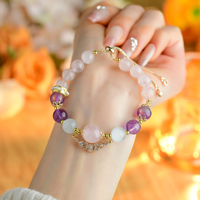 Twelve constellations Cancer crystal bracelet natural rose quartz amethyst aquamarine original new hot-selling bracelet