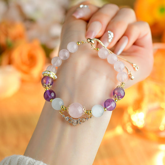 Twelve constellations Cancer crystal bracelet natural rose quartz amethyst aquamarine original new hot-selling bracelet