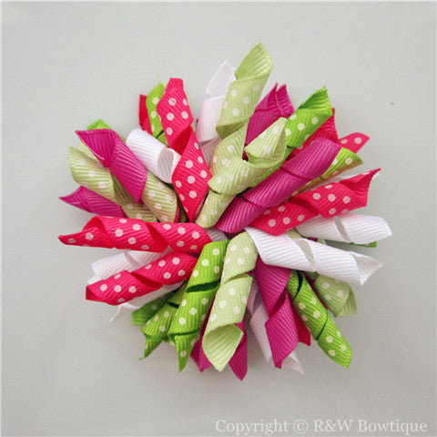 Flamingo Flowers Korker Hair Bow