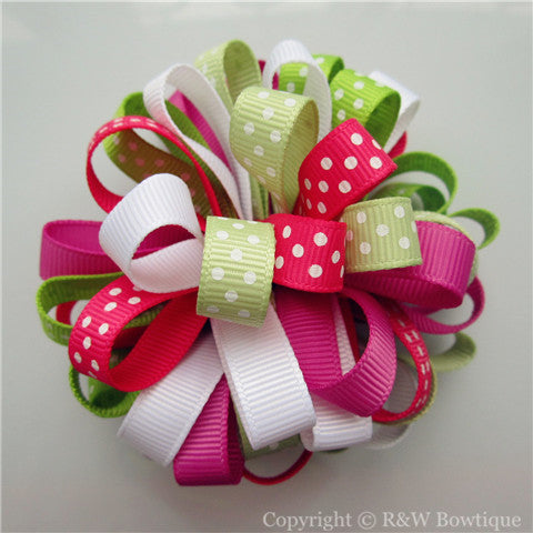 Flamingo Flowers Loopy Hair Bow