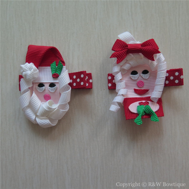 Mr and Mrs Santa Sculptured Hair Clip