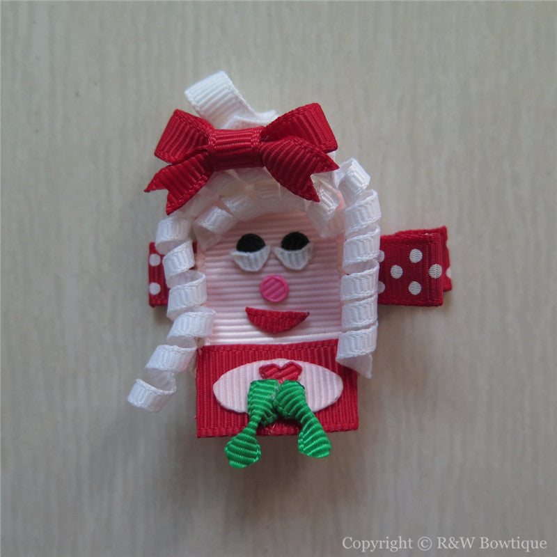 Mr and Mrs Santa Sculptured Hair Clip