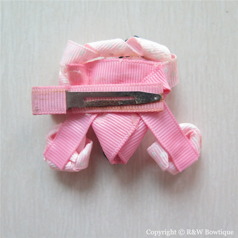 Pink Polkadot Poodle Sculptured Hair Clip