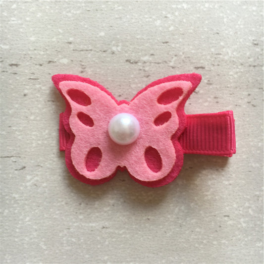 Felt Butterfly Hair Clip - Pink