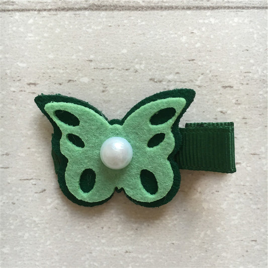 Felt Butterfly Hair Clip - Green