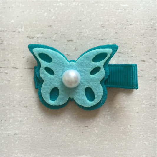 Felt Butterfly Hair Clip - Turquoise