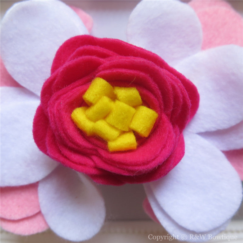 Pretty in Pink Felt Flower Crown Headband