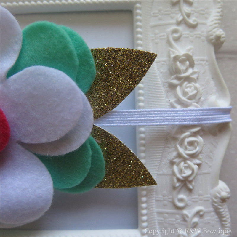 Coral Mint and Gold Felt Flower Crown Headband