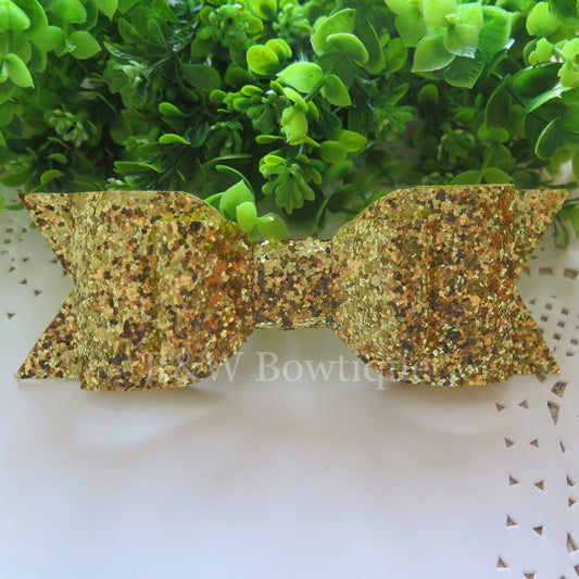 Bright Gold Glitter Fabric Oversize Hair Bow