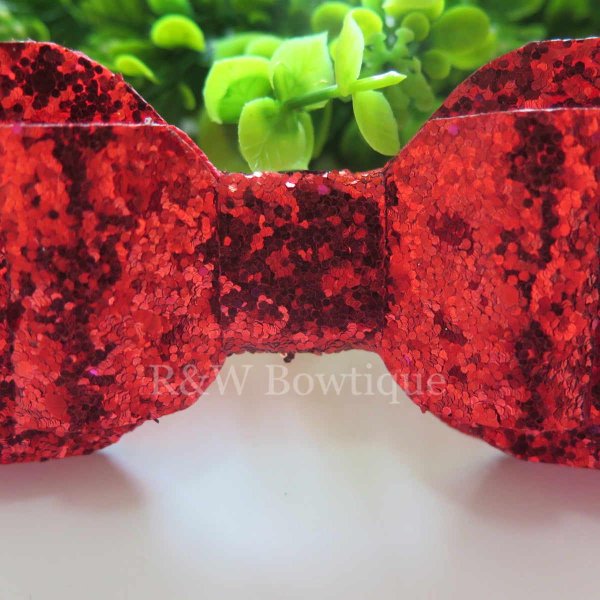 Red Glitter Fabric Oversize Hair Bow