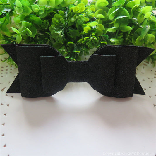 Black Shimmery Oversize Hair Bow