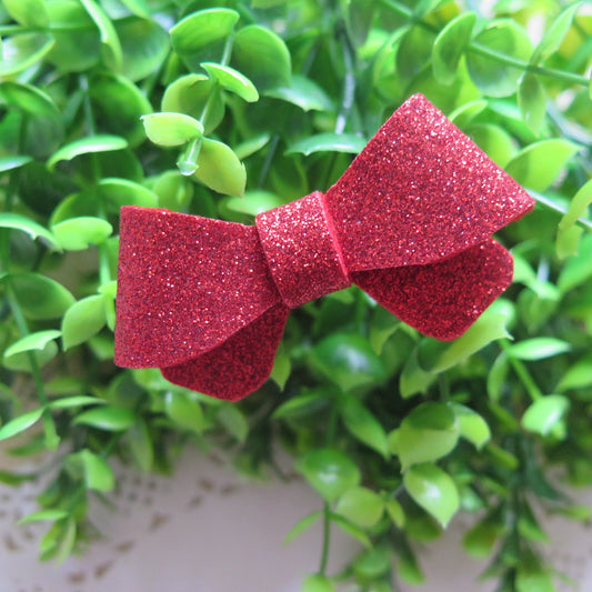 Red Glitter Felt Mini Hair Bow