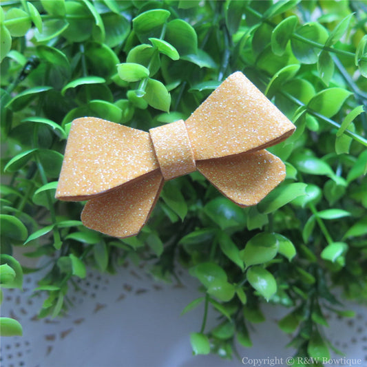 Yellow Gold Glitter Felt Mini Hair Bow