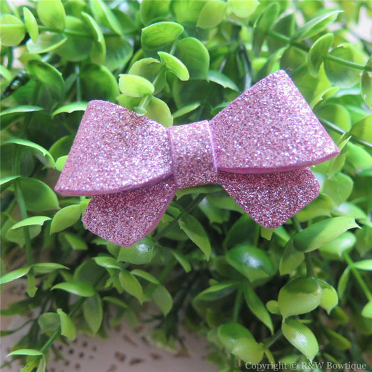 Pale Pink Glitter Felt Mini Hair Bow