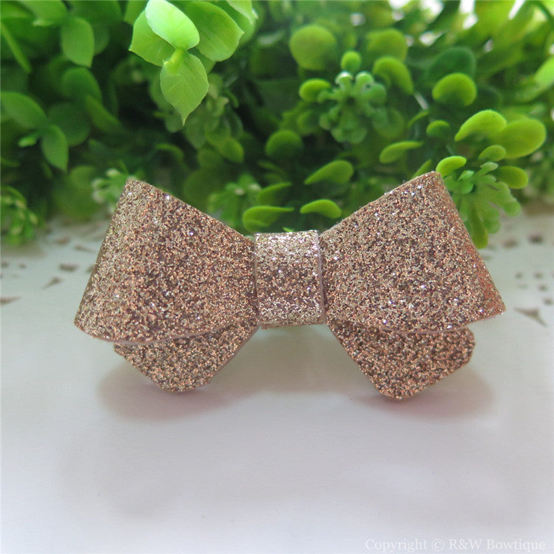 Champagne Glitter Felt Mini Hair Bow