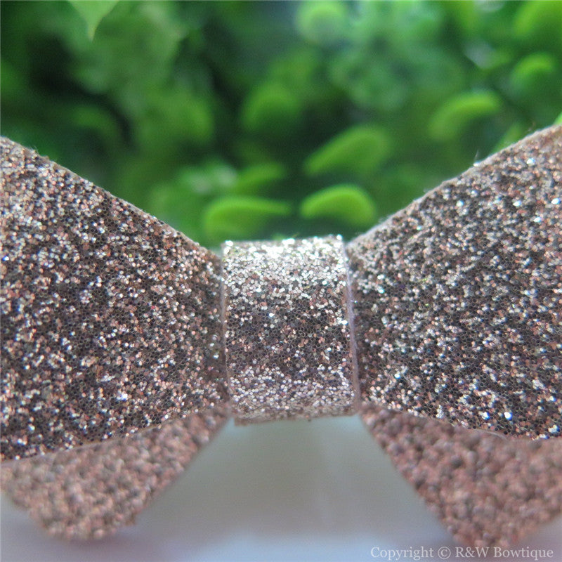 Champagne Glitter Felt Mini Hair Bow