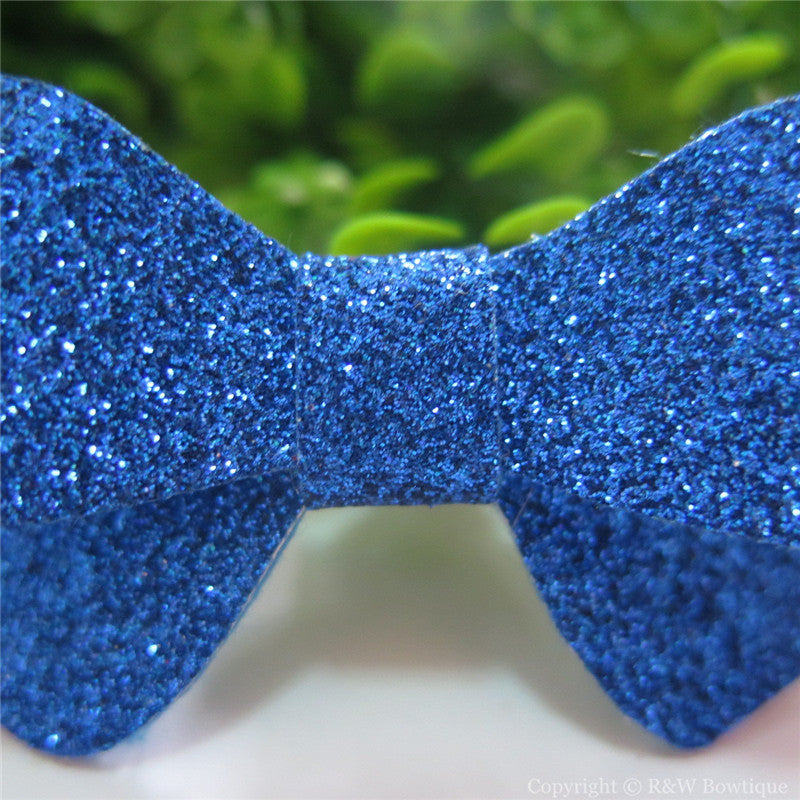 Royal Blue Thin Glitter Felt Mini Hair Bow