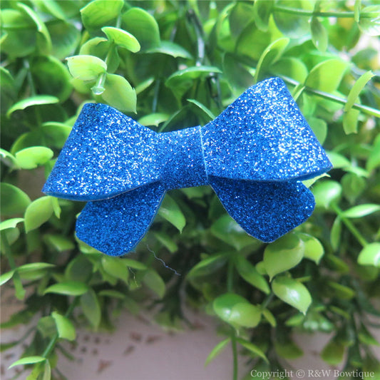 Royal Blue Thin Glitter Felt Mini Hair Bow