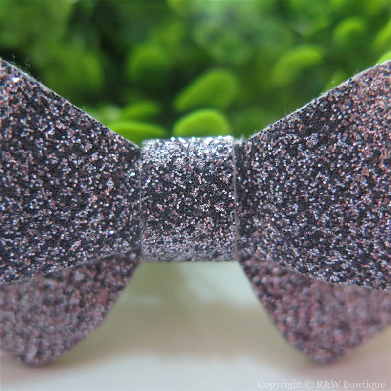 Grey Thin Glitter Felt Mini Hair Bow