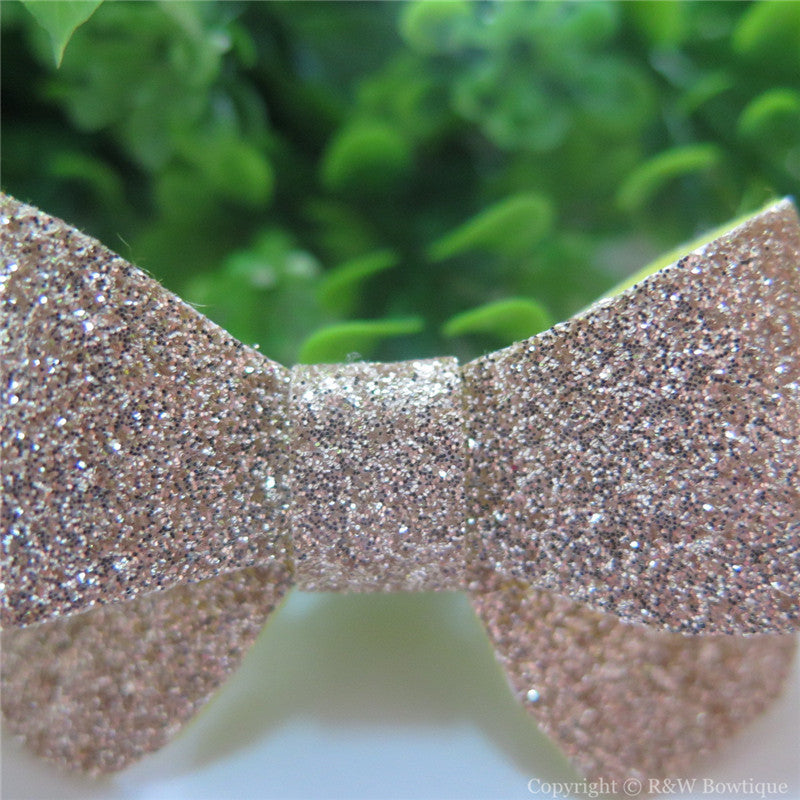 Pale Gold Thin Glitter Felt Mini Hair Bow