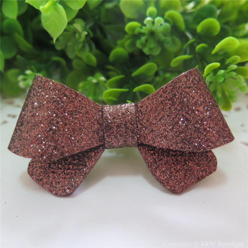 Brown Thin Glitter Felt Mini Hair Bow