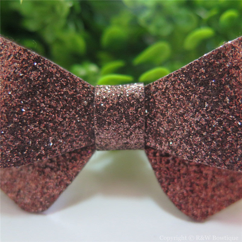 Brown Thin Glitter Felt Mini Hair Bow