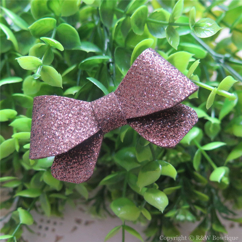 Brown Thin Glitter Felt Mini Hair Bow