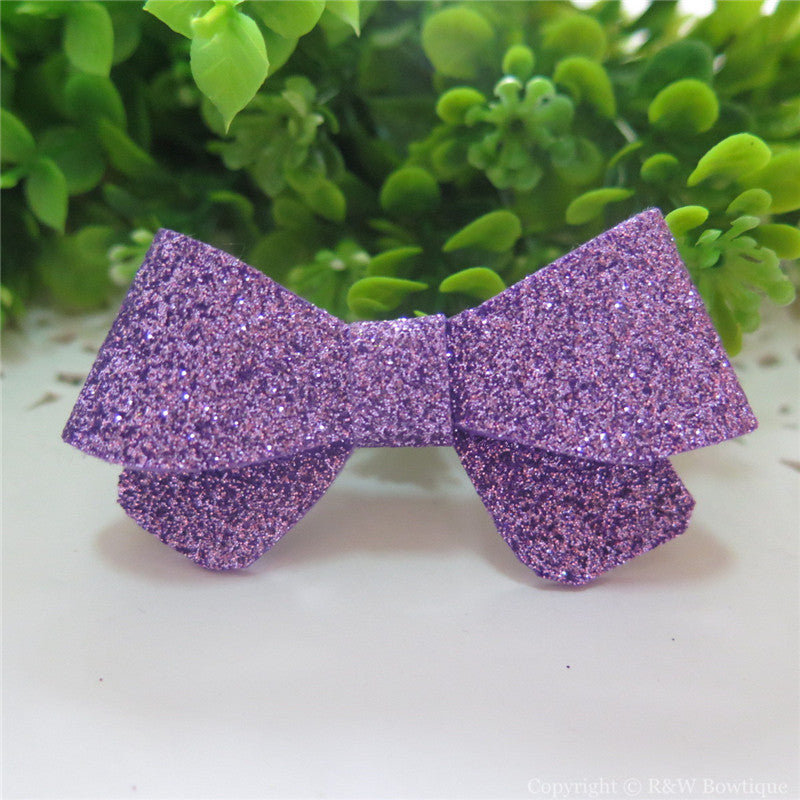 Lilac Thin Glitter Felt Mini Hair Bow