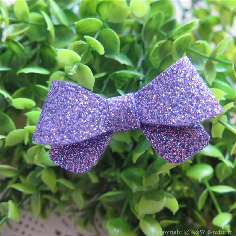 Lilac Thin Glitter Felt Mini Hair Bow