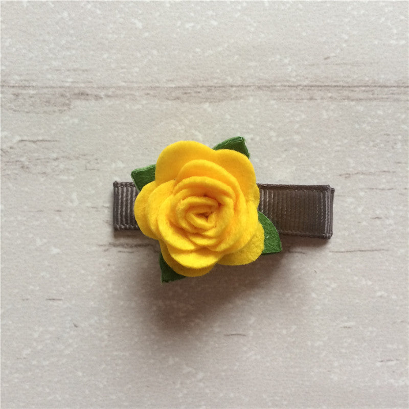 Felt Rose Clip Set of 3 - Bright Mix