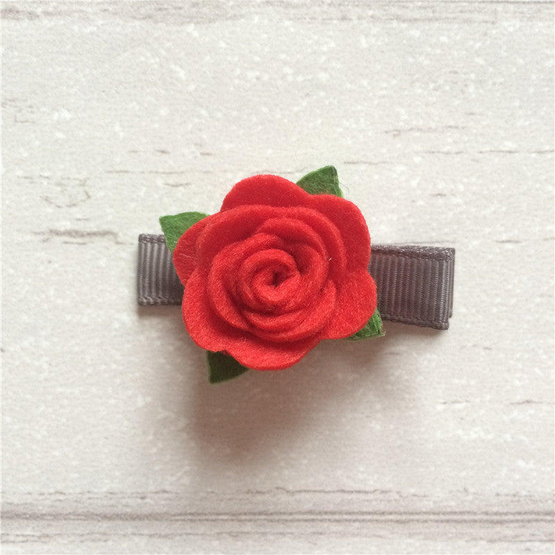 Felt Rose Clip Set of 3 - Bright Mix