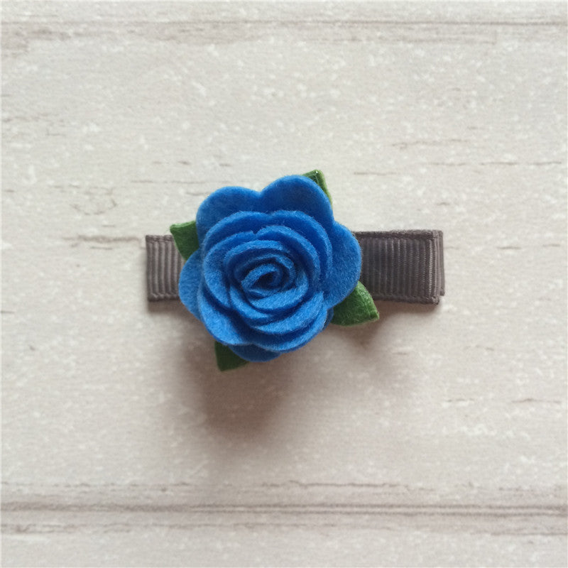 Felt Rose Clip Set of 3 - Bright Mix