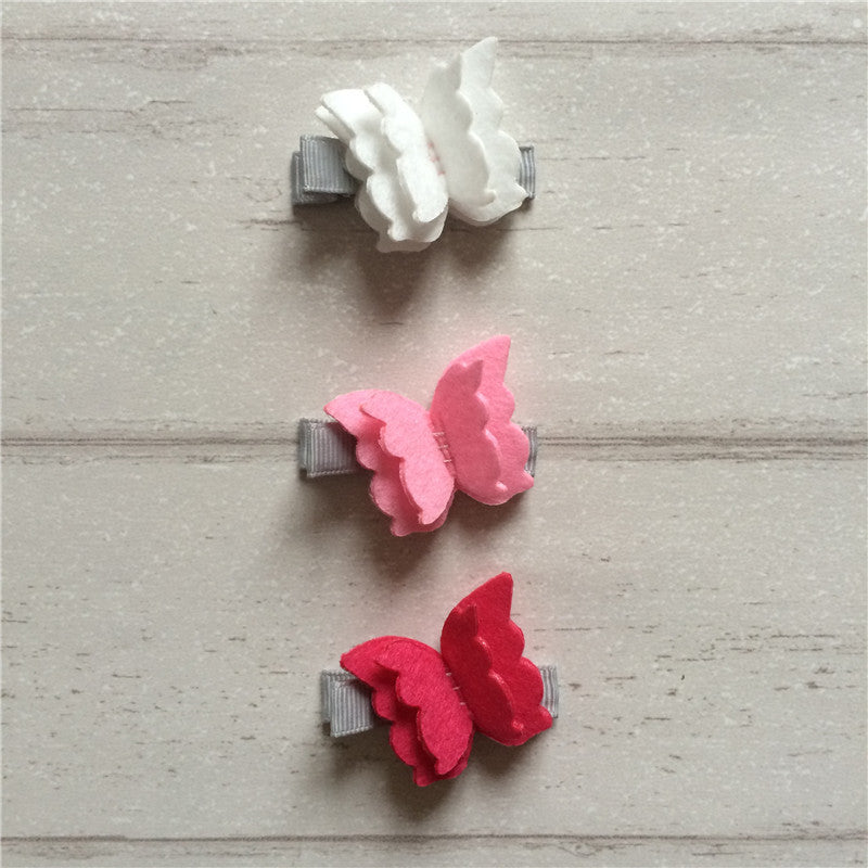 Felt Butterfly Clip Set of 3 - Pink Mix