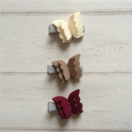 Felt Butterfly Clip Set - Natural Mix 