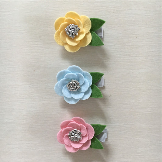 Felt Hibiscus Clip Set of 3 - Pastel