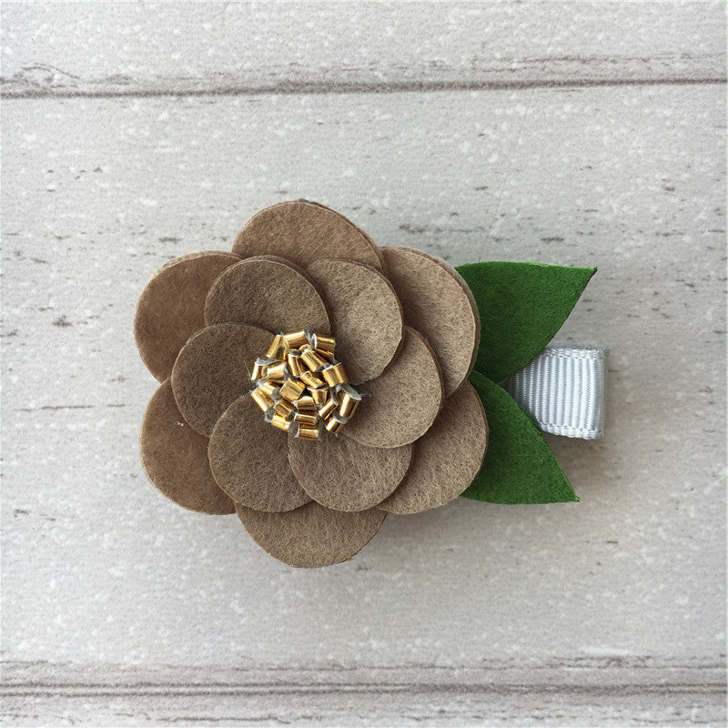 Felt Hibiscus Clip Set of 3 - Neutral Mix