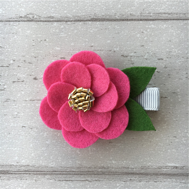 Felt Hibiscus Clip Set of 3 - Pink Mix