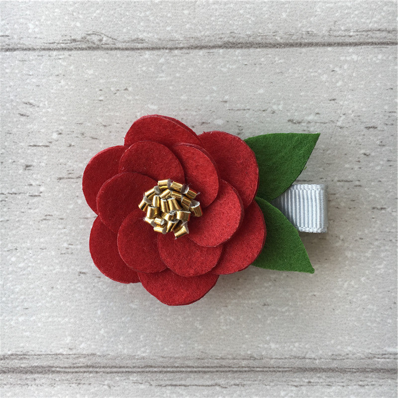 Felt Hibiscus Clip Set of 3 - Patriotic Mix