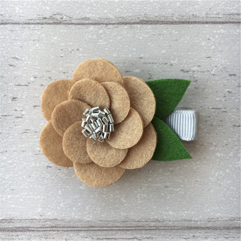 Felt Hibiscus Clip Set of 3 - Ivory Mix