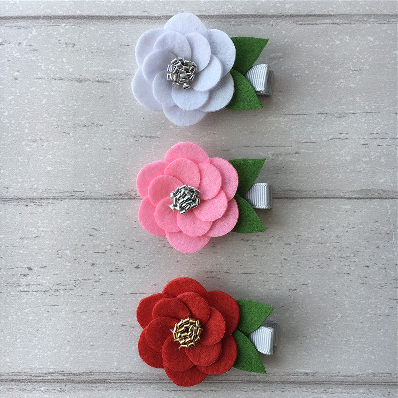 Felt Hibiscus Clip Set of 3 - Valentine Mix