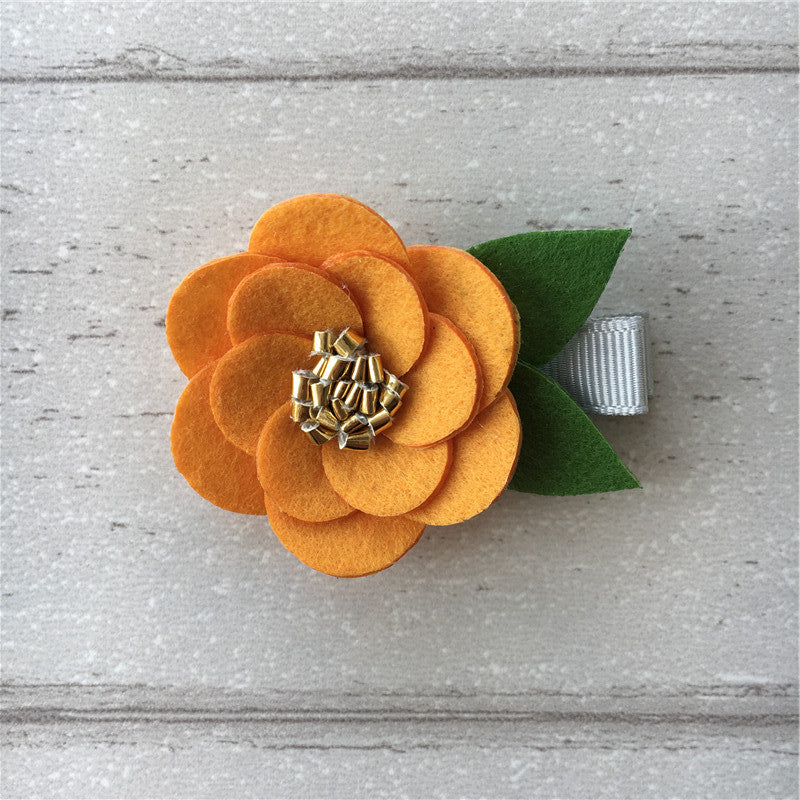 Felt Hibiscus Clip Set of 3 - Orange Mix