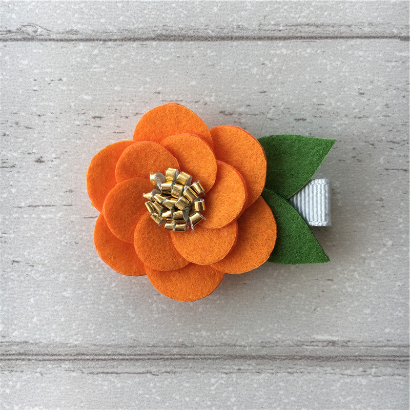 Felt Hibiscus Clip Set of 3 - Orange Mix