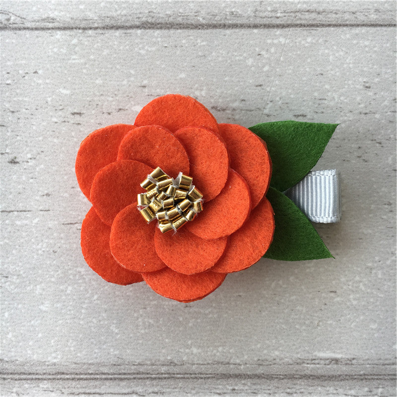 Felt Hibiscus Clip Set of 3 - Orange Mix