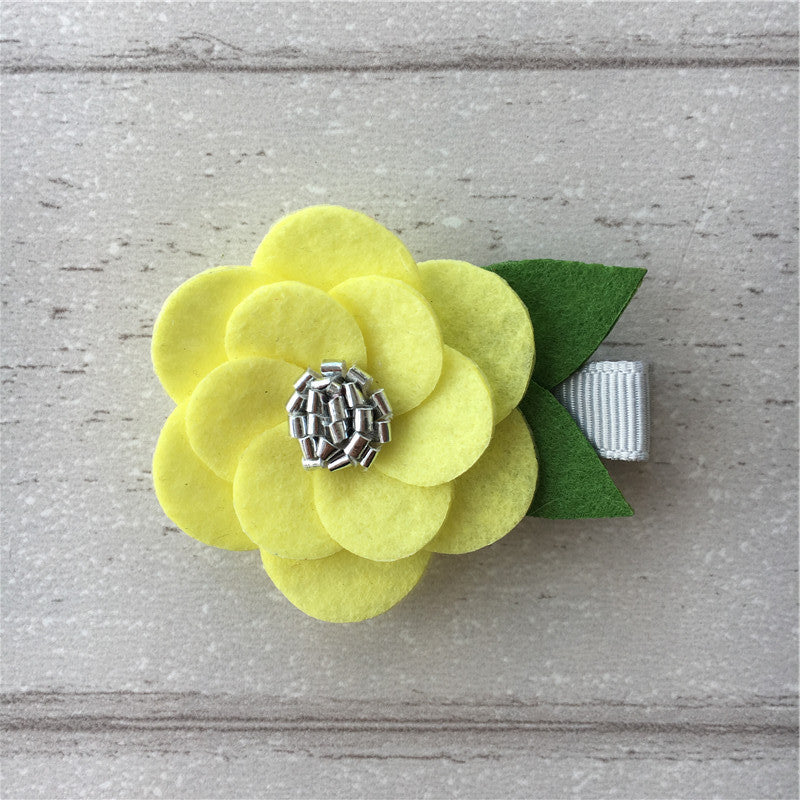 Felt Hibiscus Clip Set of 3 - Yellow Mix