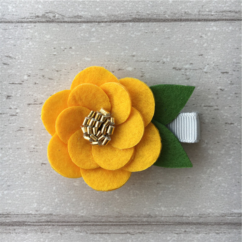 Felt Hibiscus Clip Set of 3 - Yellow Mix