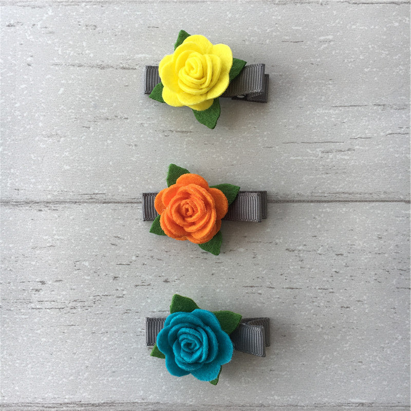 Felt Rose Clip Set of 3 - Active Mix